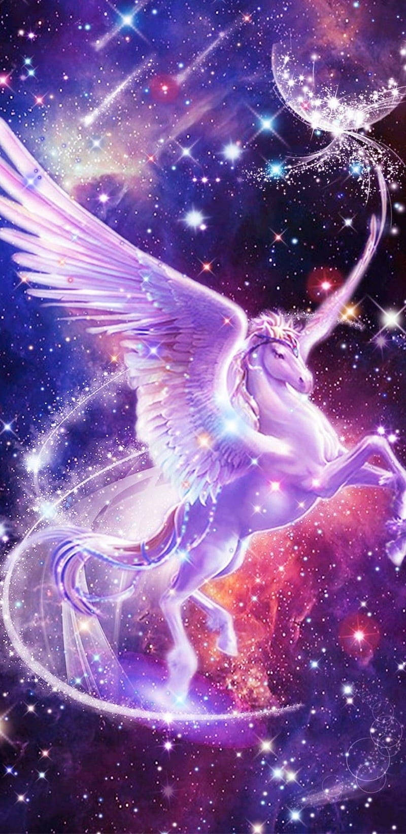 Magical Unicorn In Purple Galaxy Iphone Background