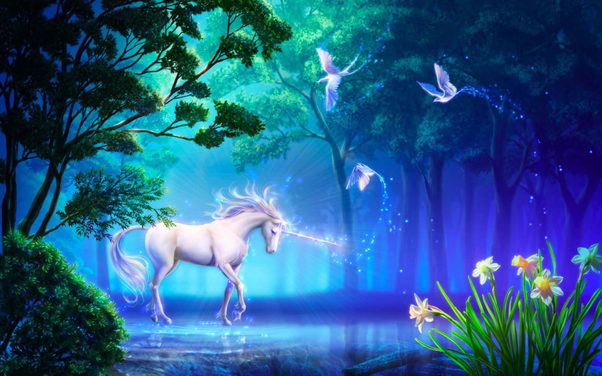 Magical Unicorn Magical Forest Background