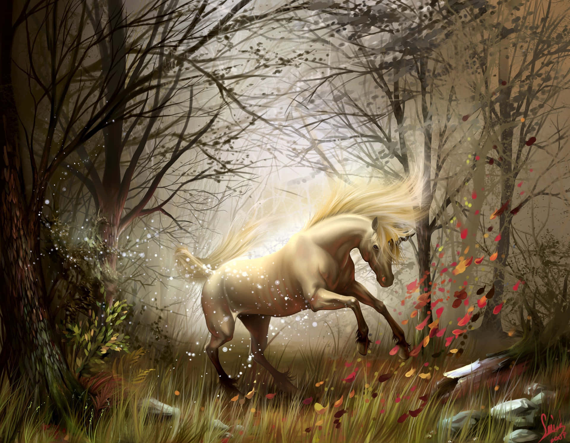 Magical Unicorn Magical Forest Background