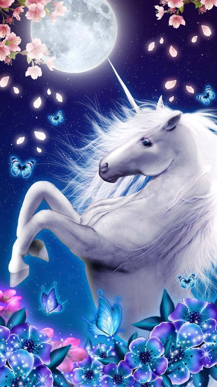 Magical Unicorn Moon Floers Background