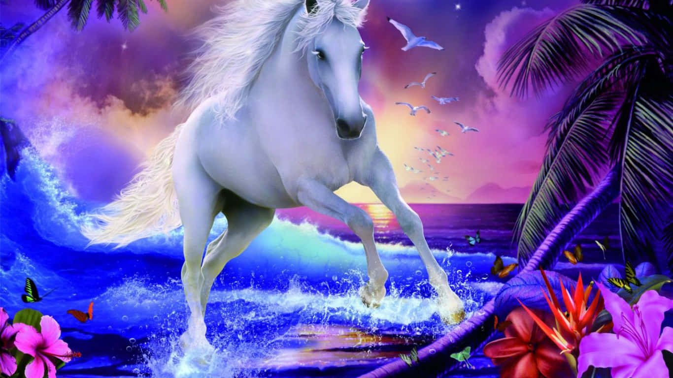 Magical Unicorn Running Background