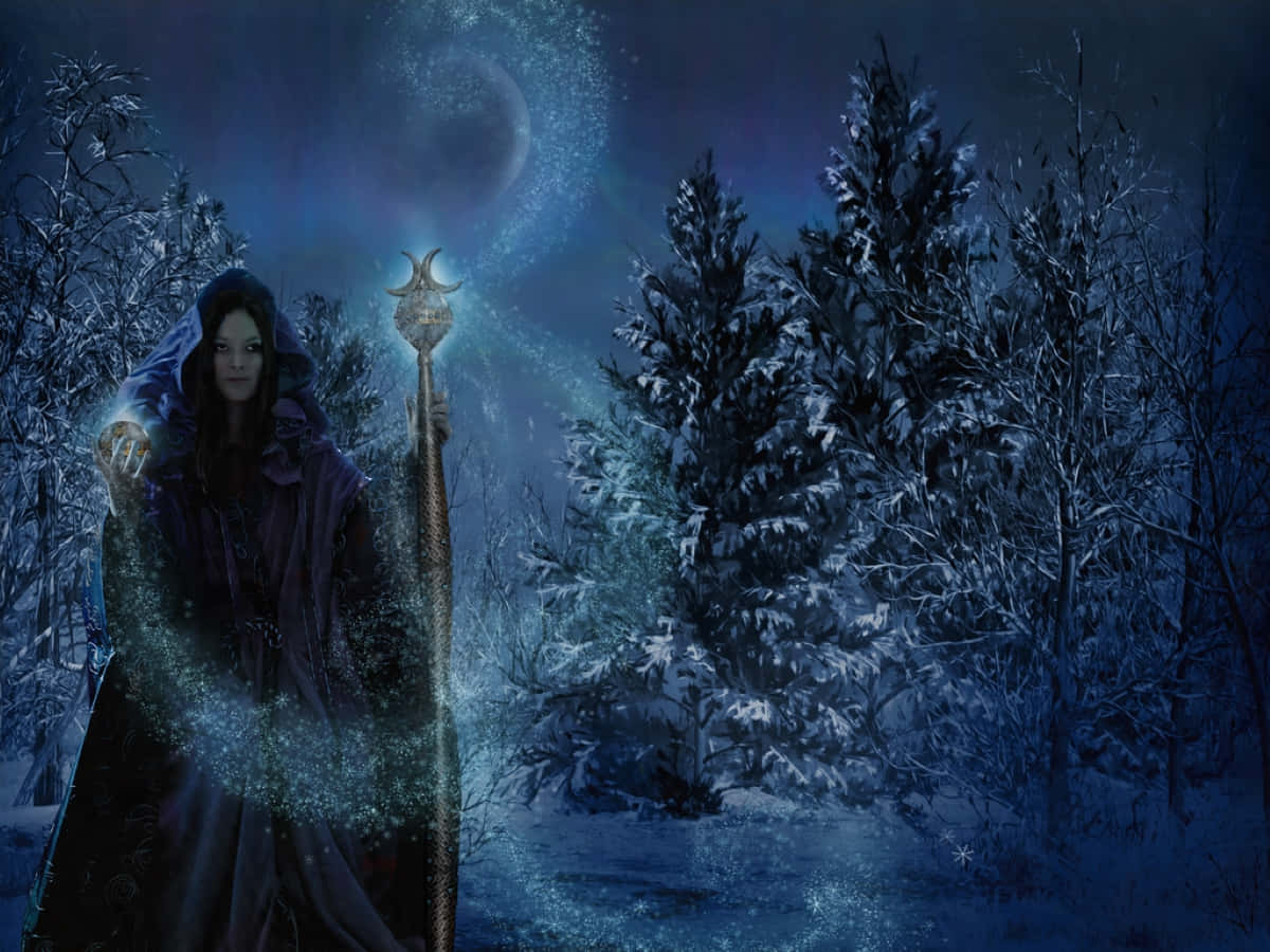 Magical Winter Solstice Night Background