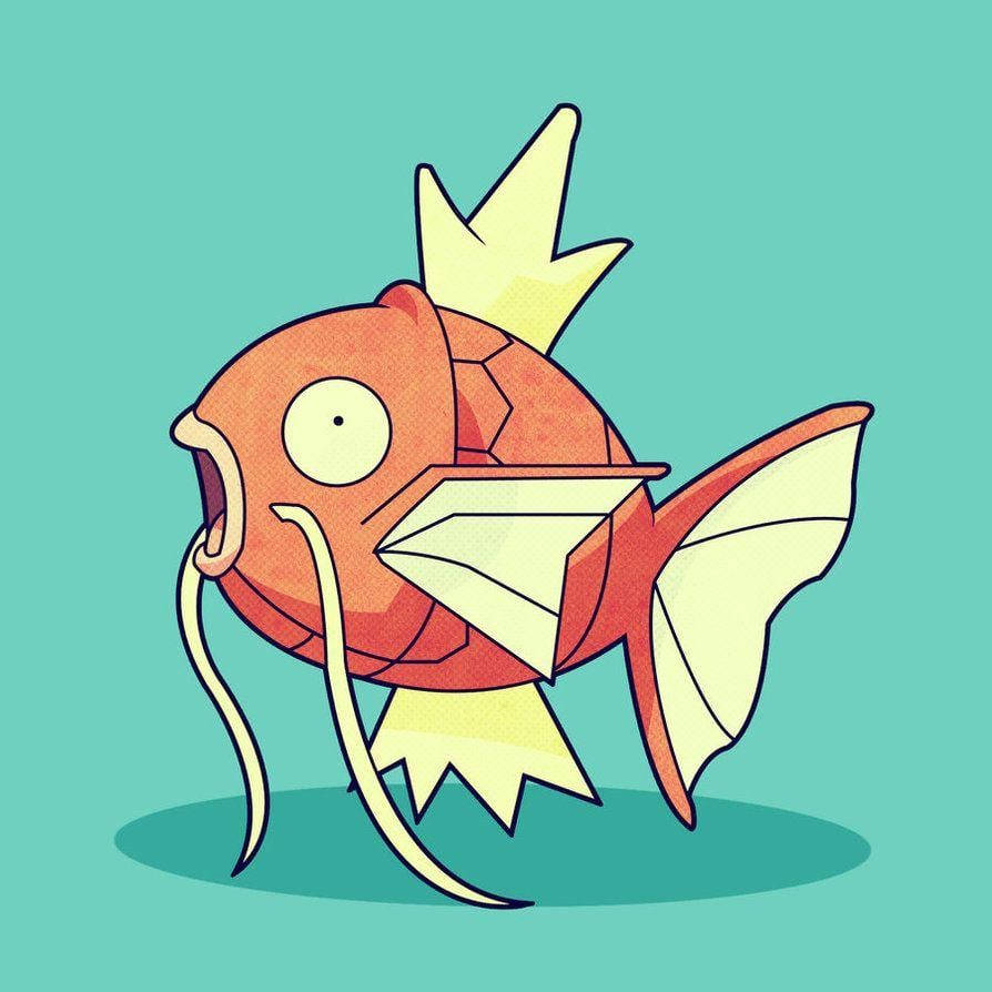 Magikarp Open Mouth Green Background