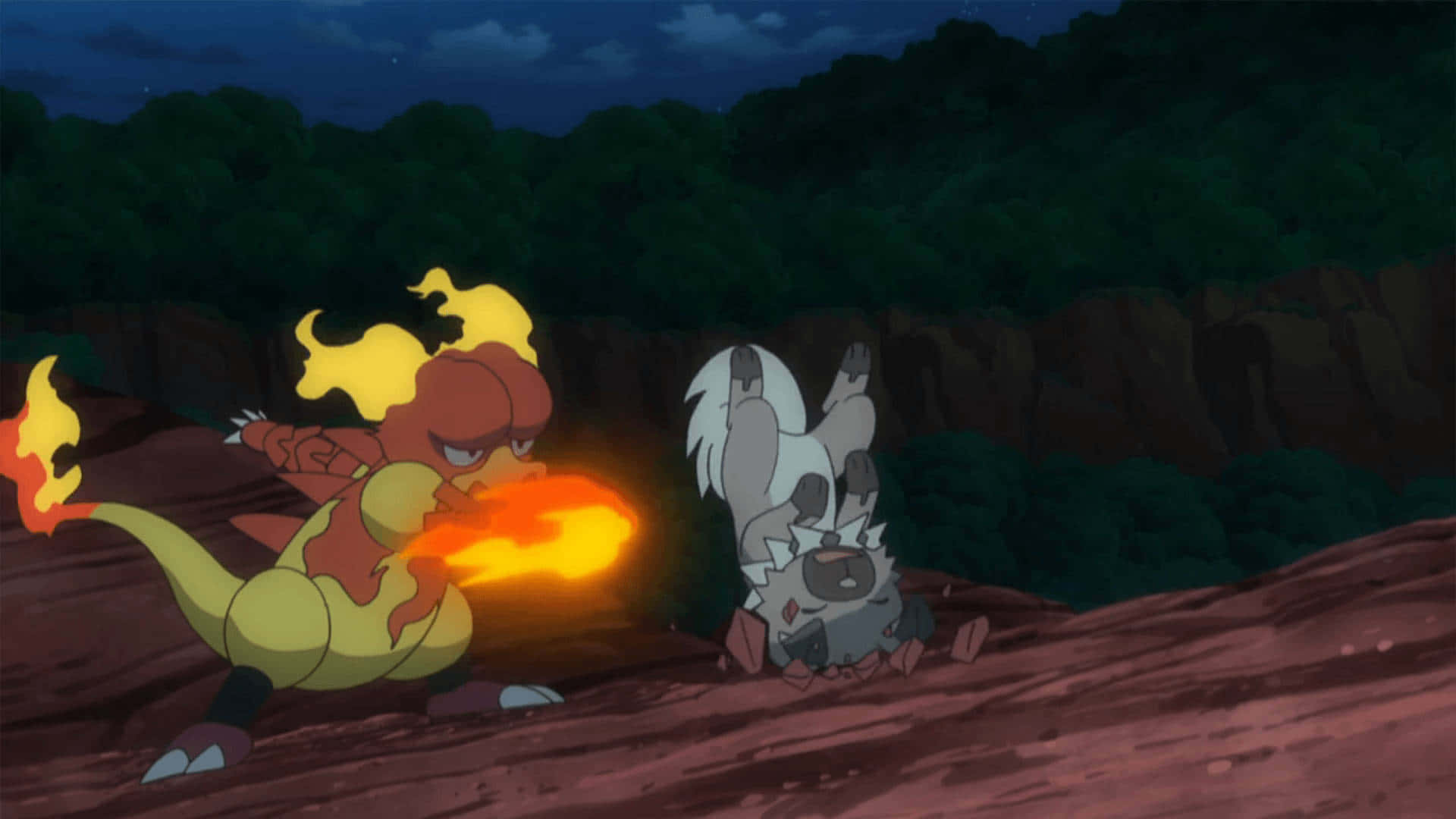 Magmar Breathing Fireat Cubone Background