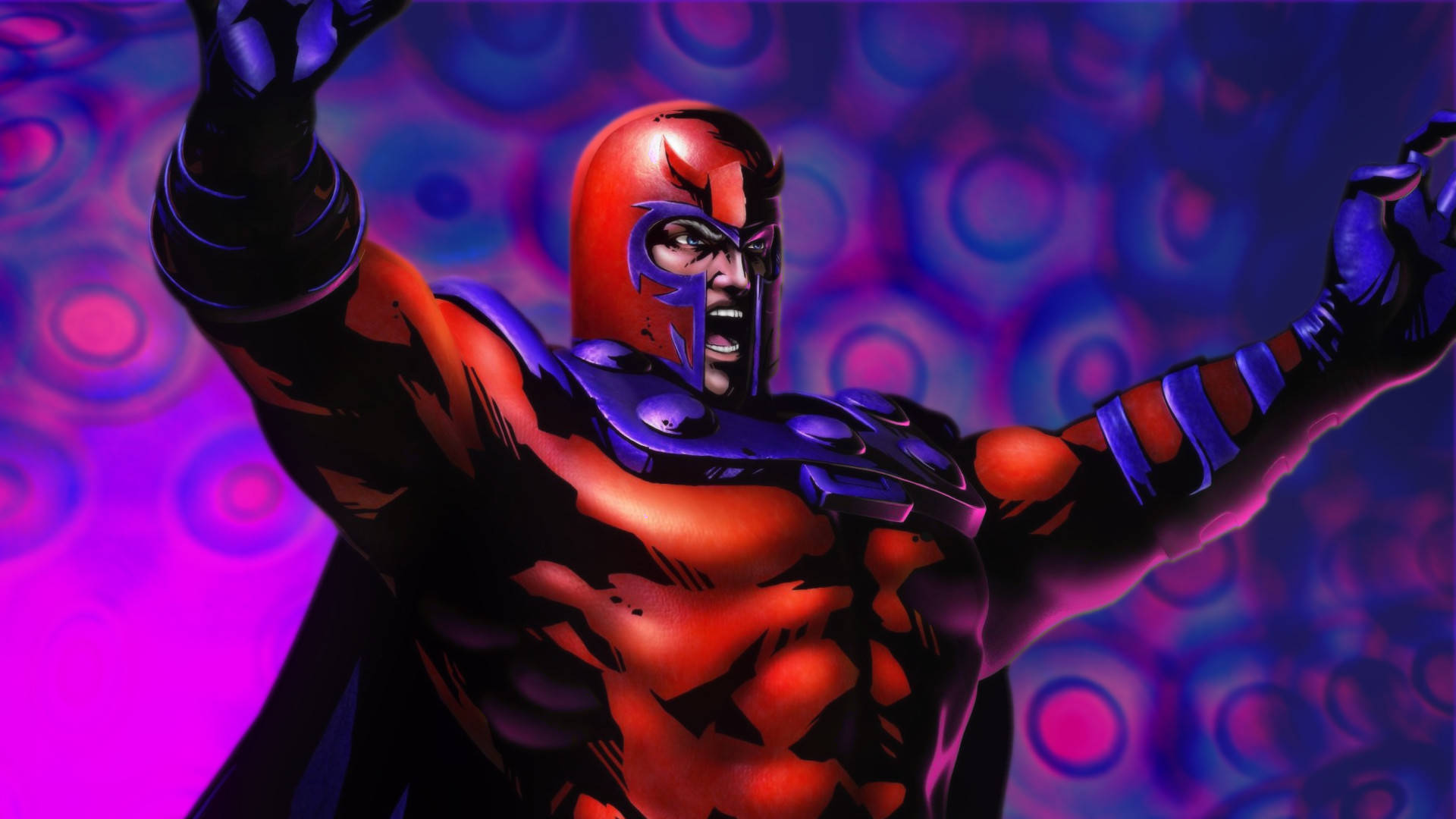 Magneto Engulfed In Blue Energy Circles Background
