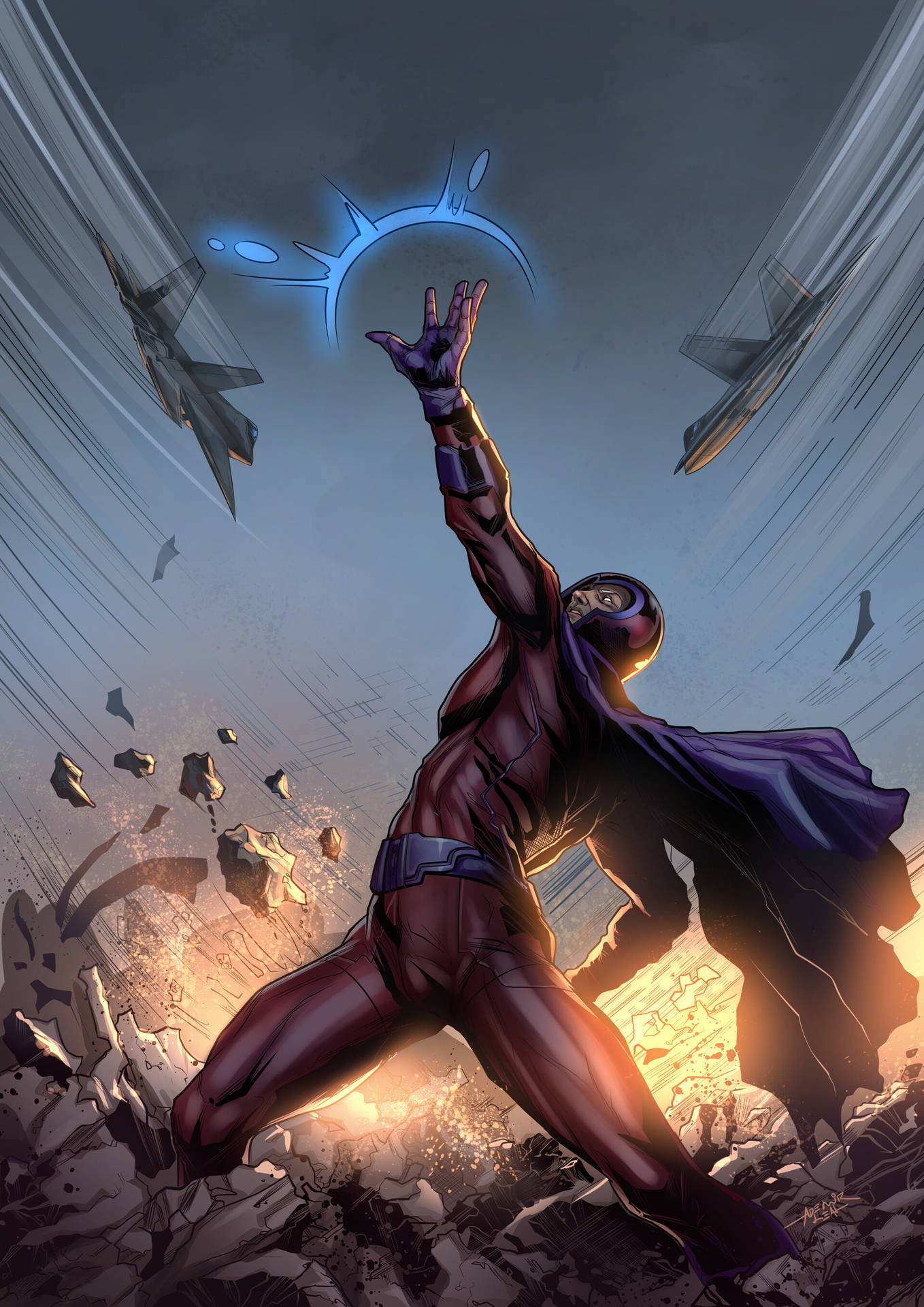 Magneto Hand Raised Background