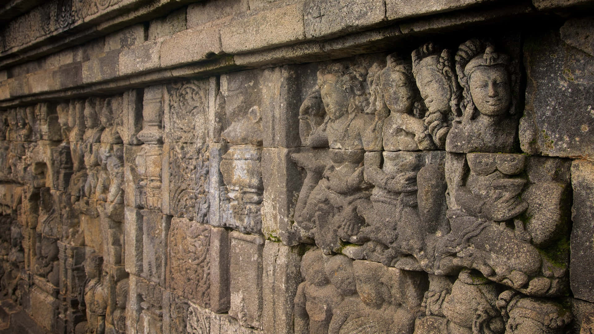 Magnificent Borobudur Temple With Sculptures - Real Beauty Of Ancient Java Background