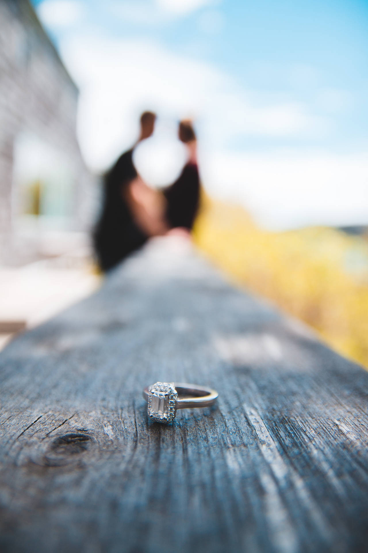 Magnificent Diamond Ring On A Wooden Surface Background