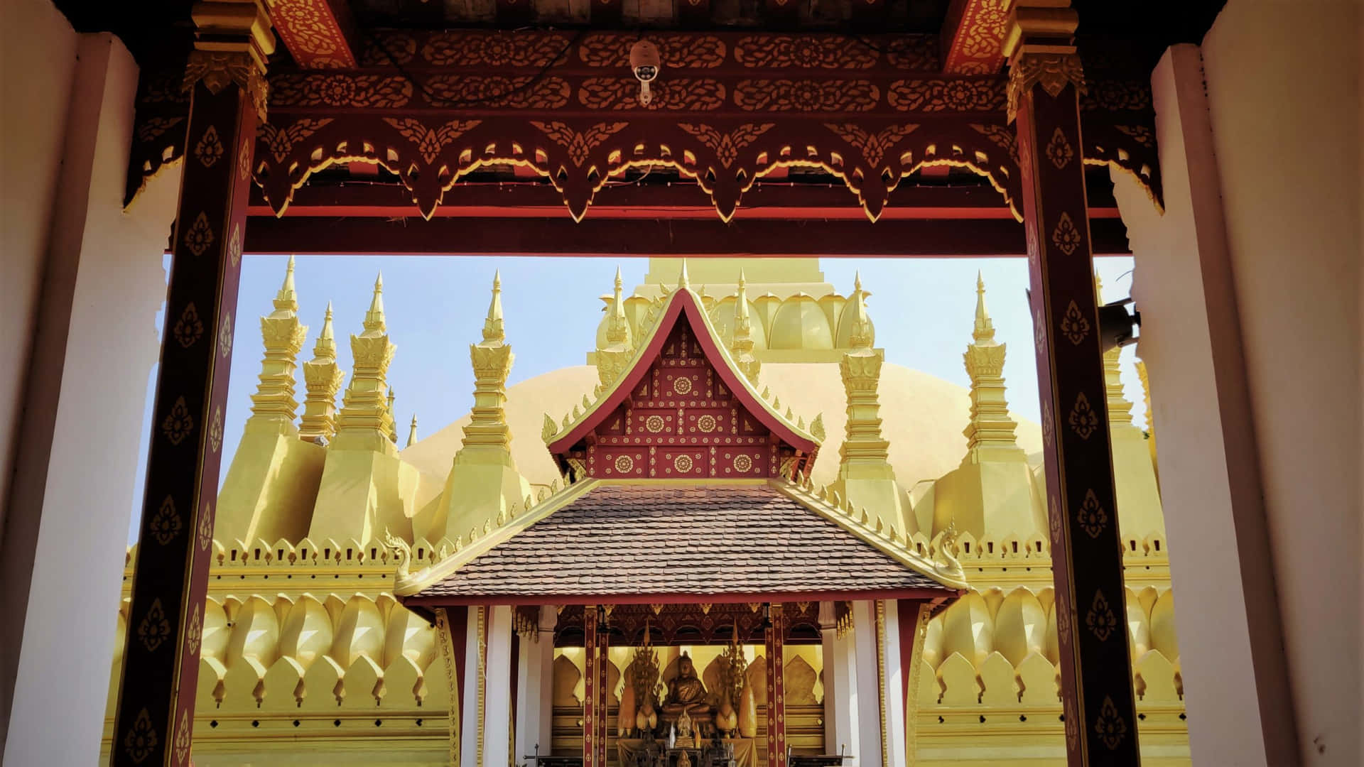 Magnificent Entrance Of Pha That Luang In Vientiane