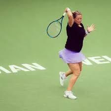 Magnificent Moment Of Kim Clijsters At Indian Wells Tournament Background