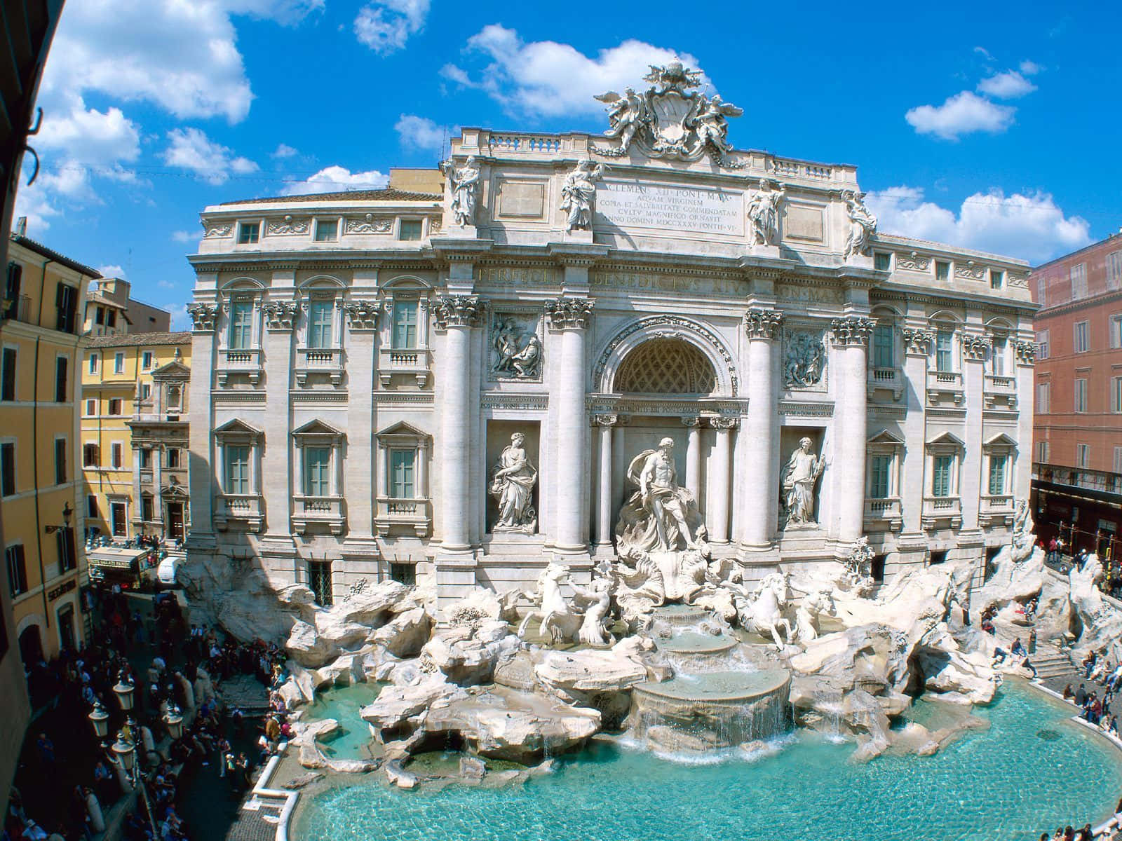 Magnificent Structure Of The Trevi Fountain In Rome Background