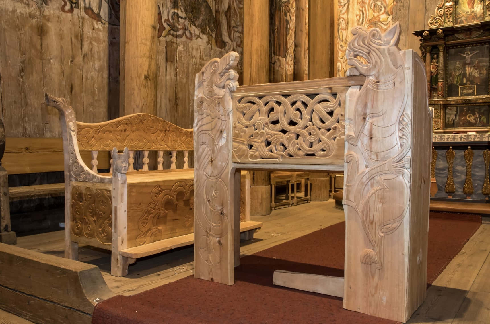 Magnificent View Of The Sigurd Furniture At Heddal Stave Church