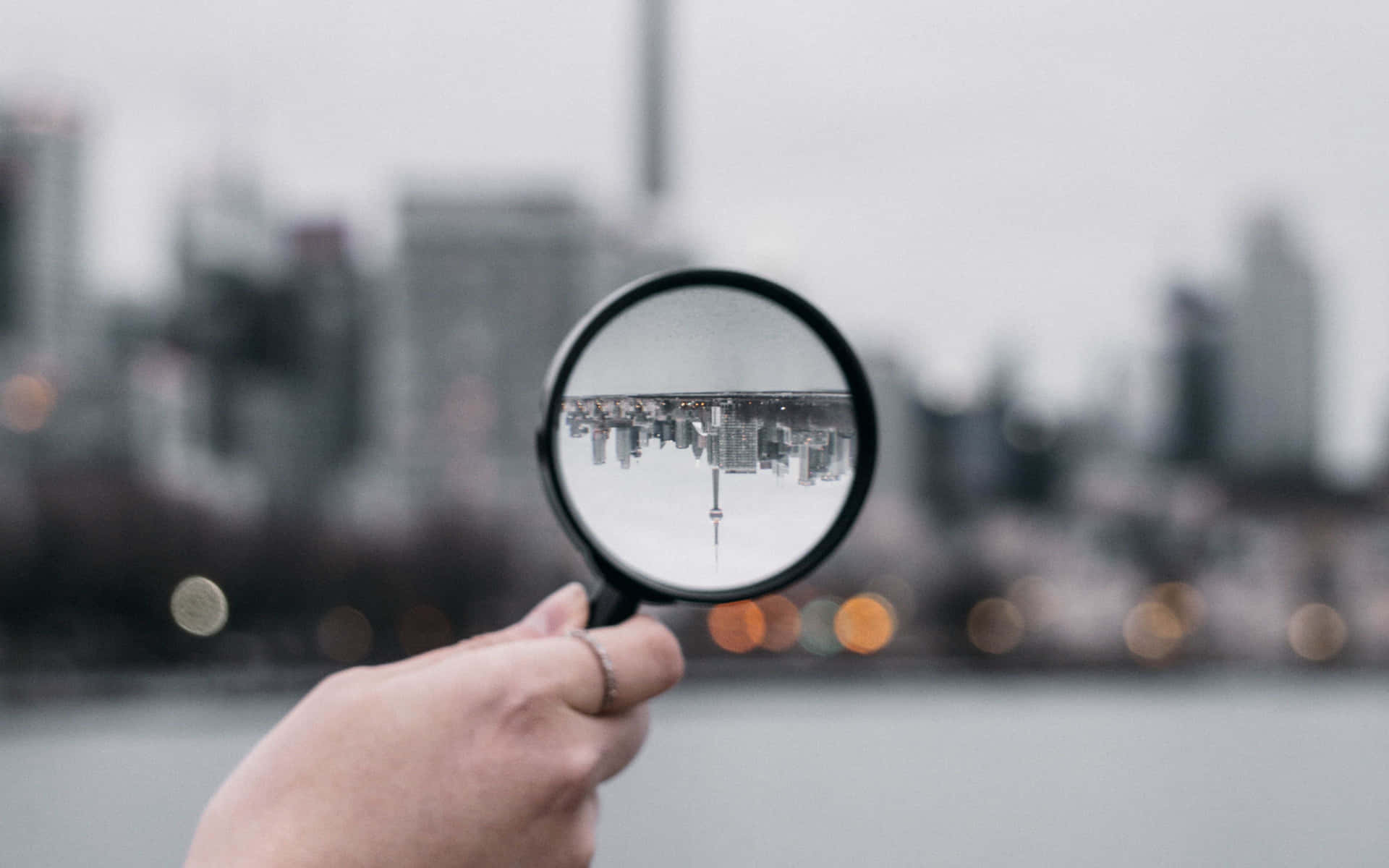 Magnifying Glass Upside Down View