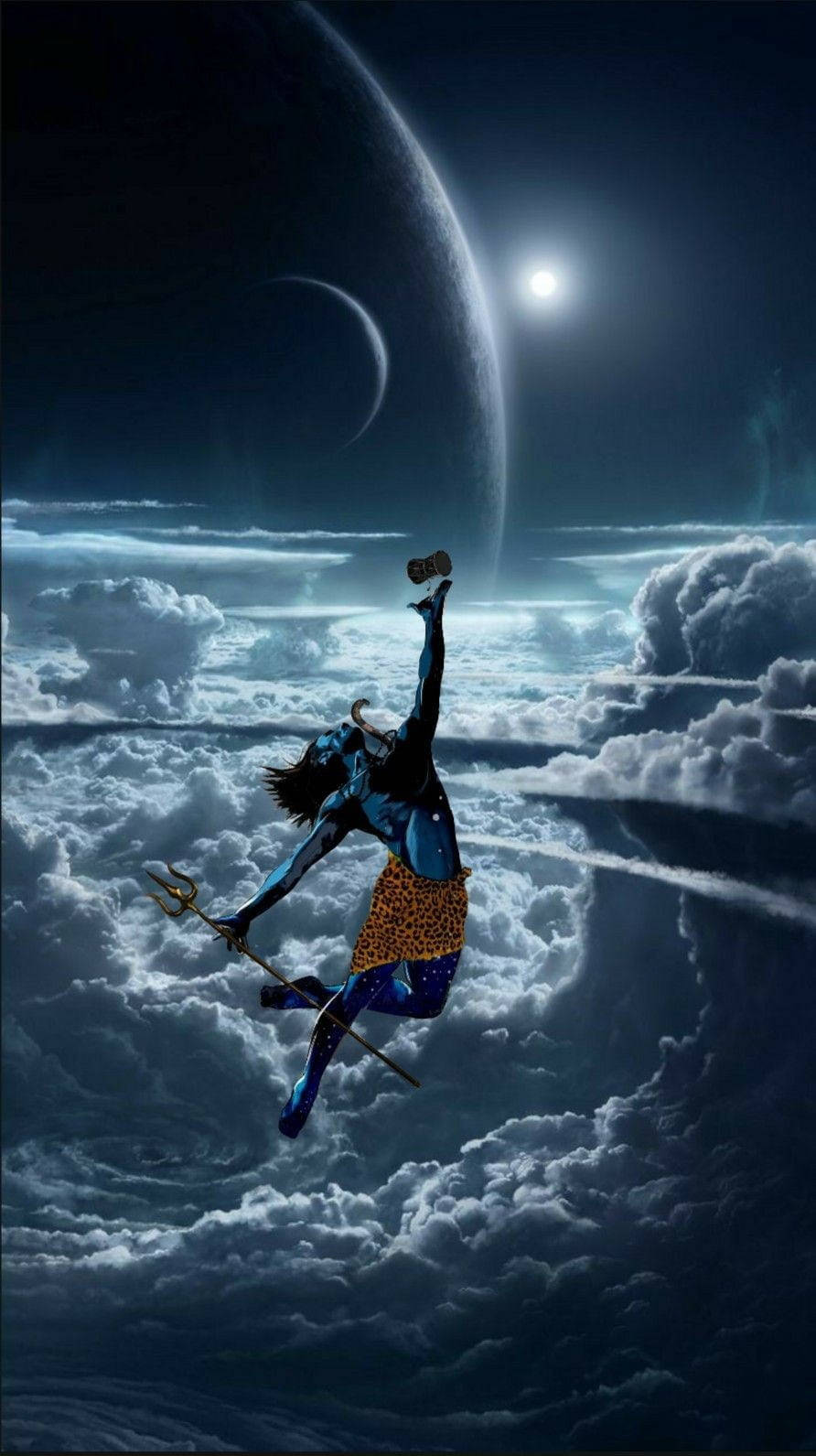 Mahadev Rudra Avatar In The Sky Background