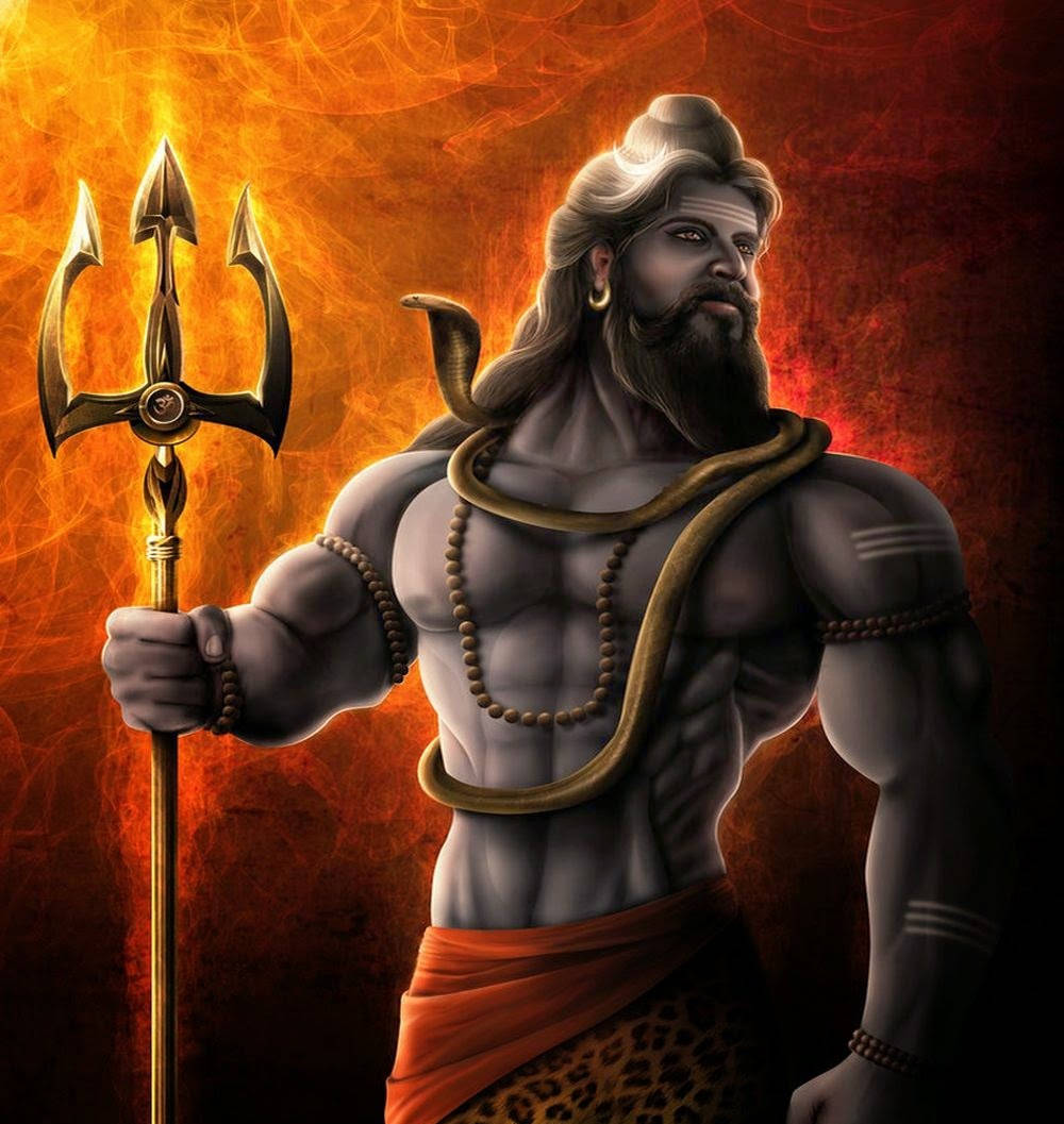 Mahadev Rudra Avatar Orange Phone Background