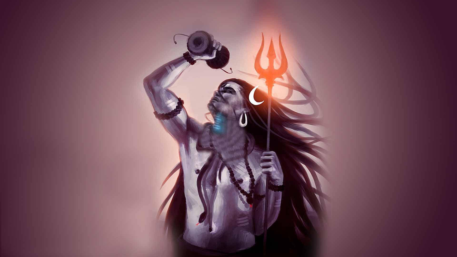 Mahadev Rudra Avatar With Drum Background