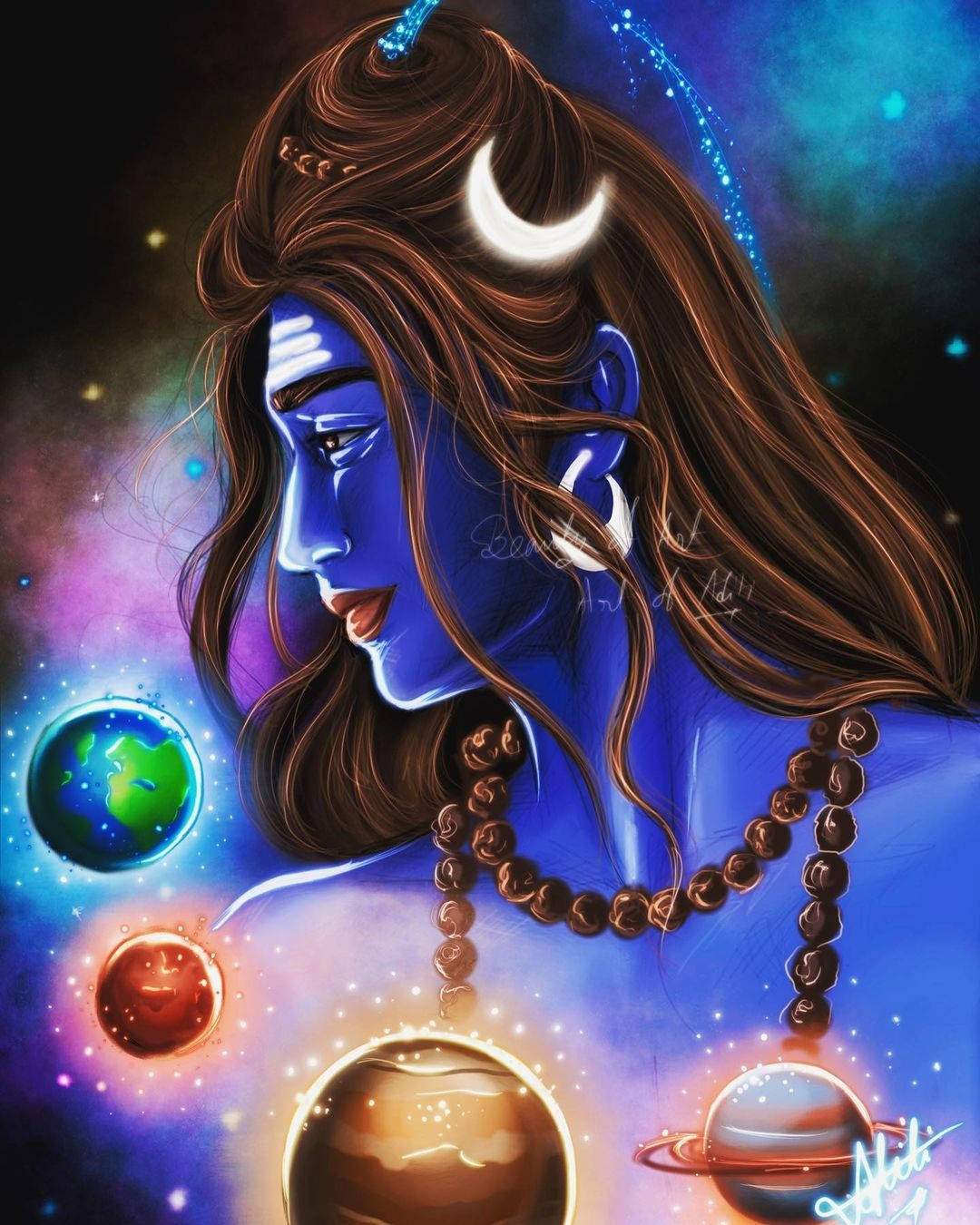 Mahadev With Planets Hd Background