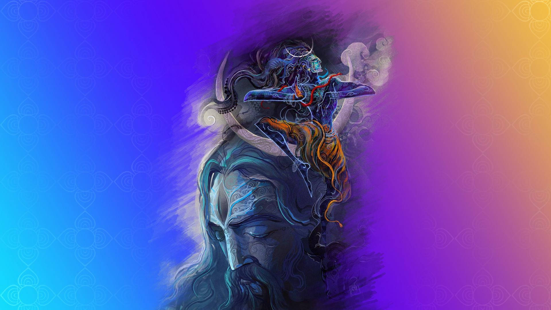 Mahakaal Painting On Gradient Background Hd