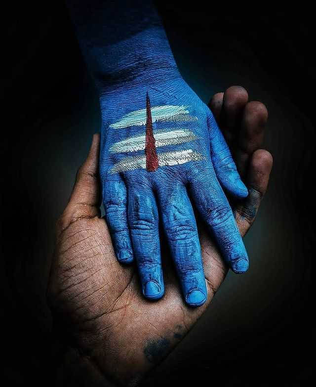 Mahakal Blue Hand Background