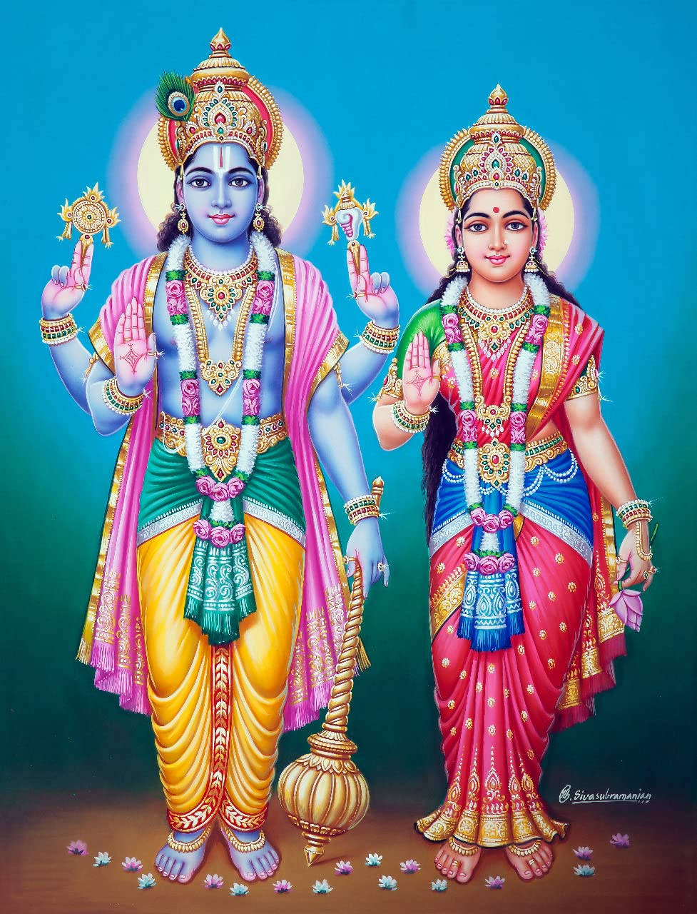 Mahalakshmi And Vishnu Background