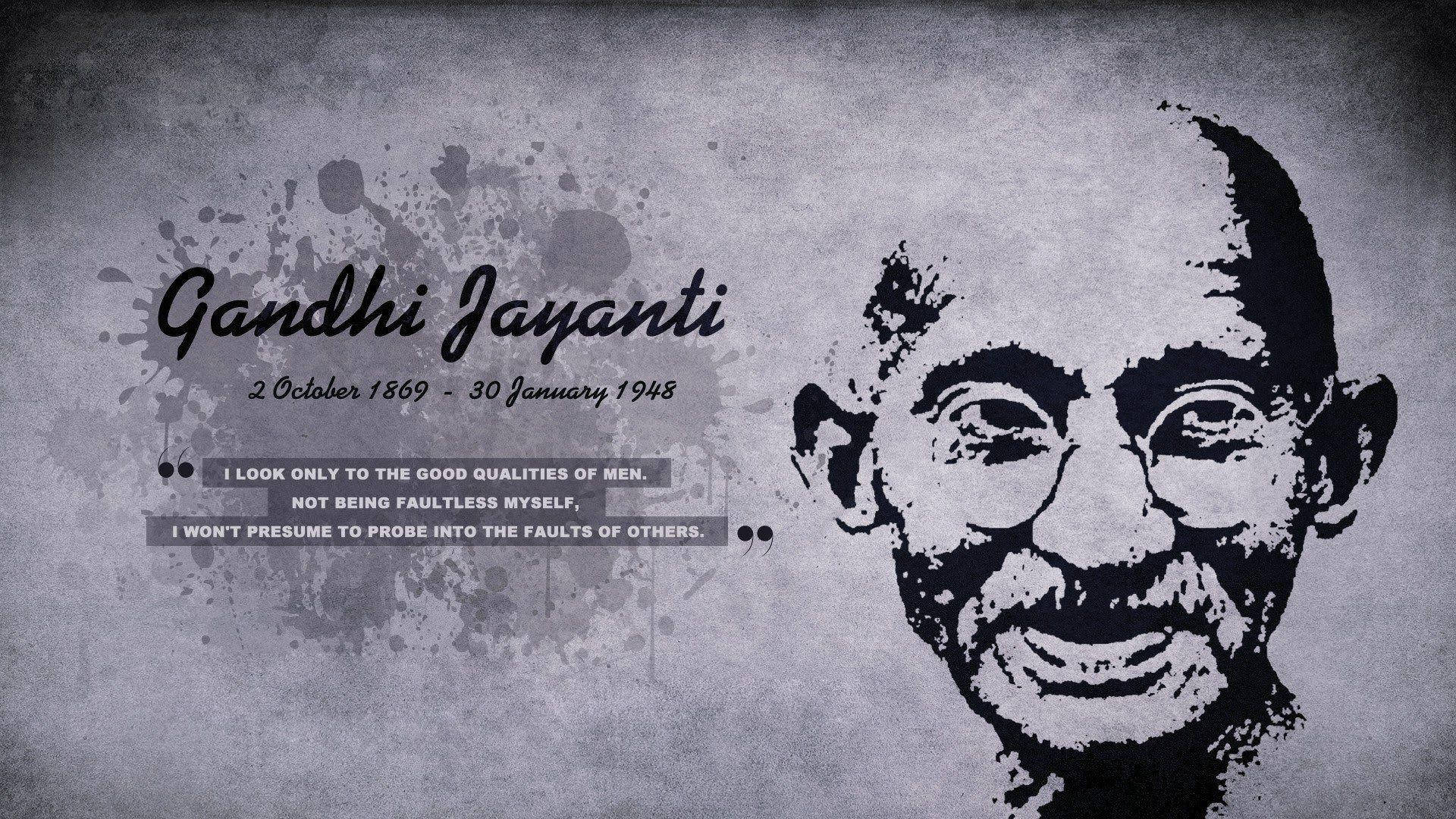 Mahatma Gandhi Black Outline Portrait Background
