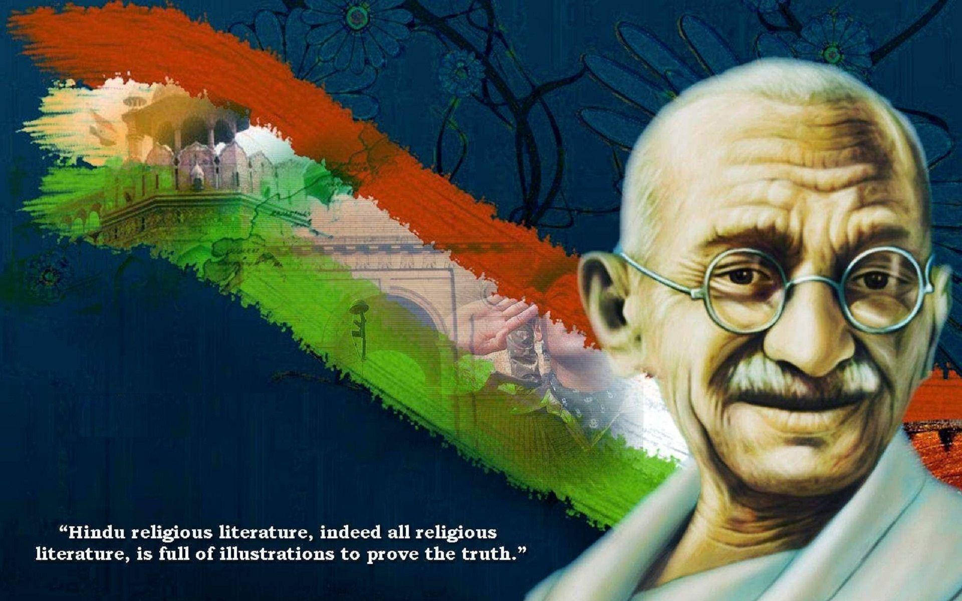 Mahatma Gandhi Colourful Portrait Background