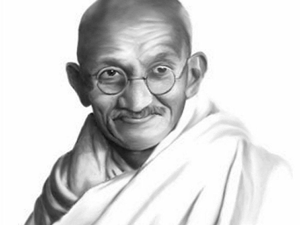 Mahatma Gandhi Greyscale Portrait Background