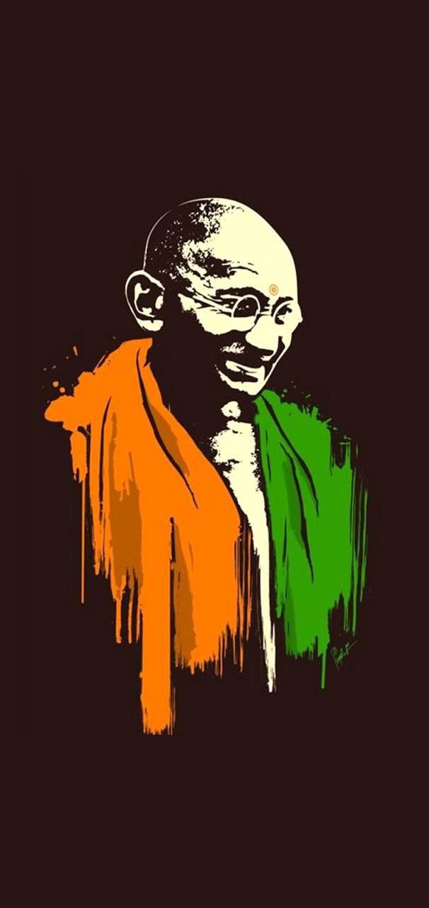 Mahatma Gandhi Indian Flag Colours Background