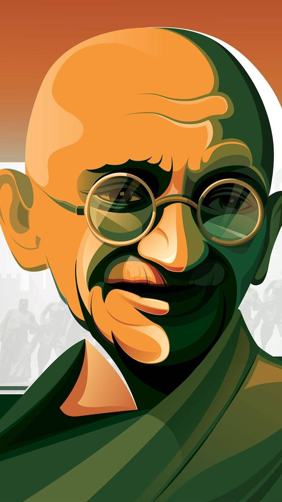 Mahatma Gandhi Vector Art Portrait Background