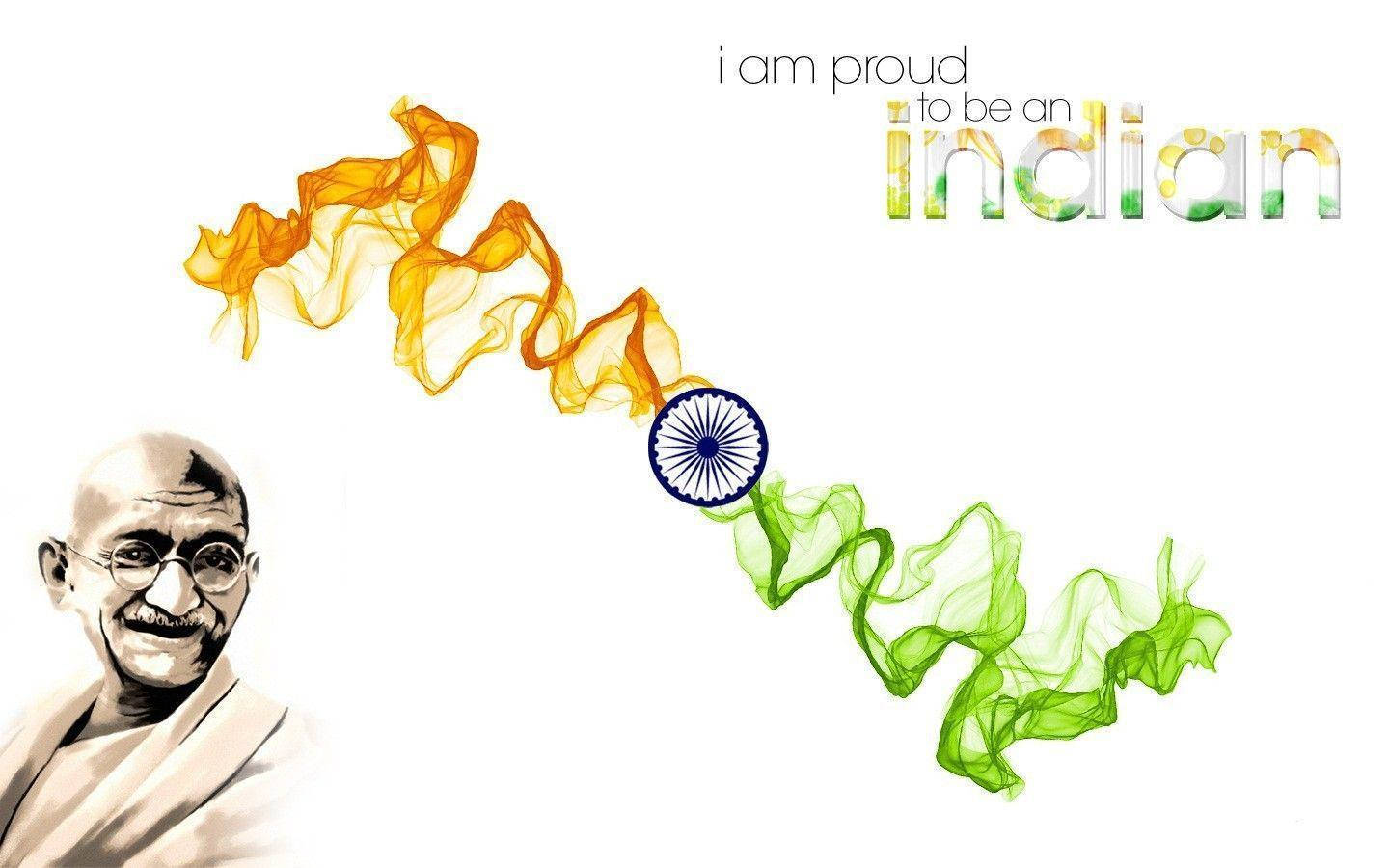 Mahatma Gandhi With Stylised Flag Background