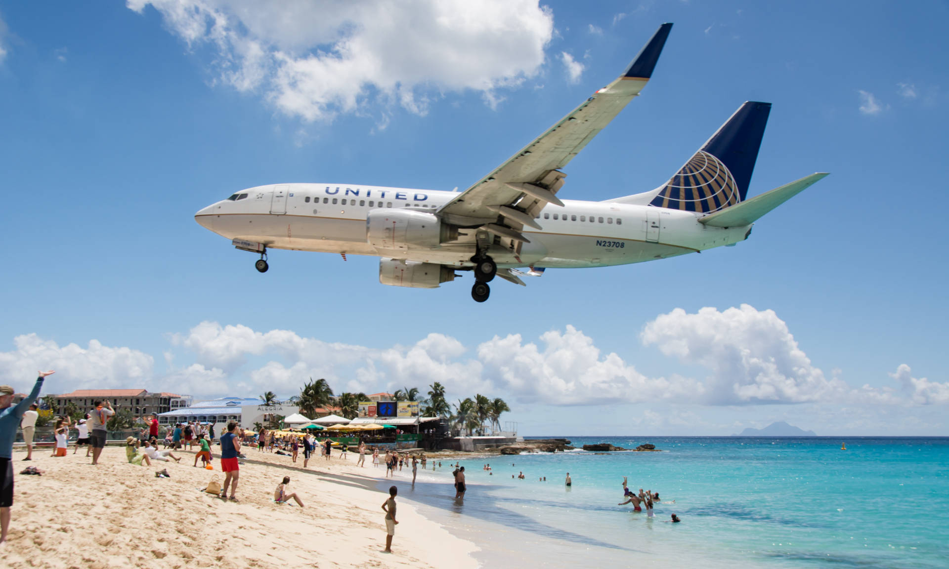 Maho Beach In Sint Maarten Background