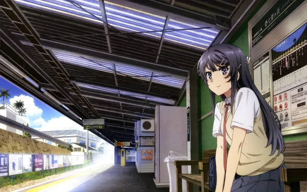 Mai Sakurajima In The Train Station Background