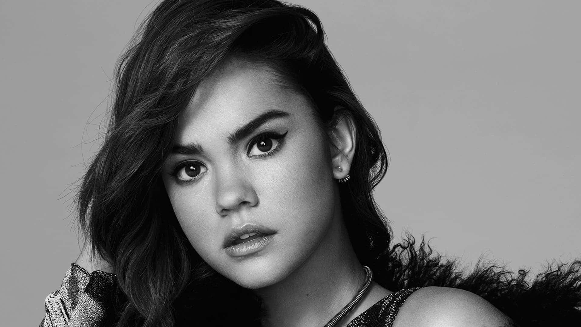 Maia Mitchell Intense Gaze Portrait Background