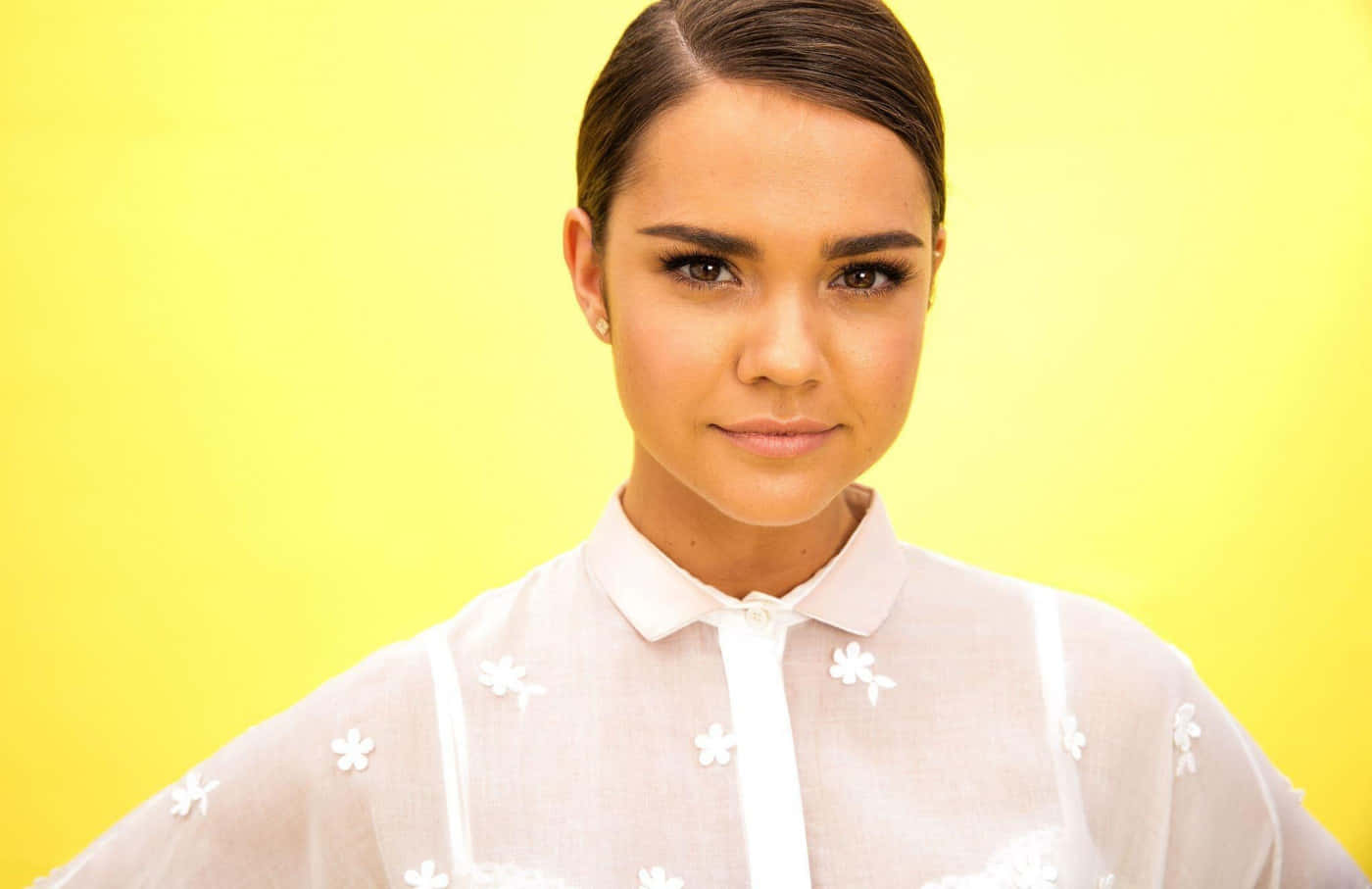 Maia Mitchell Yellow Backdrop Background