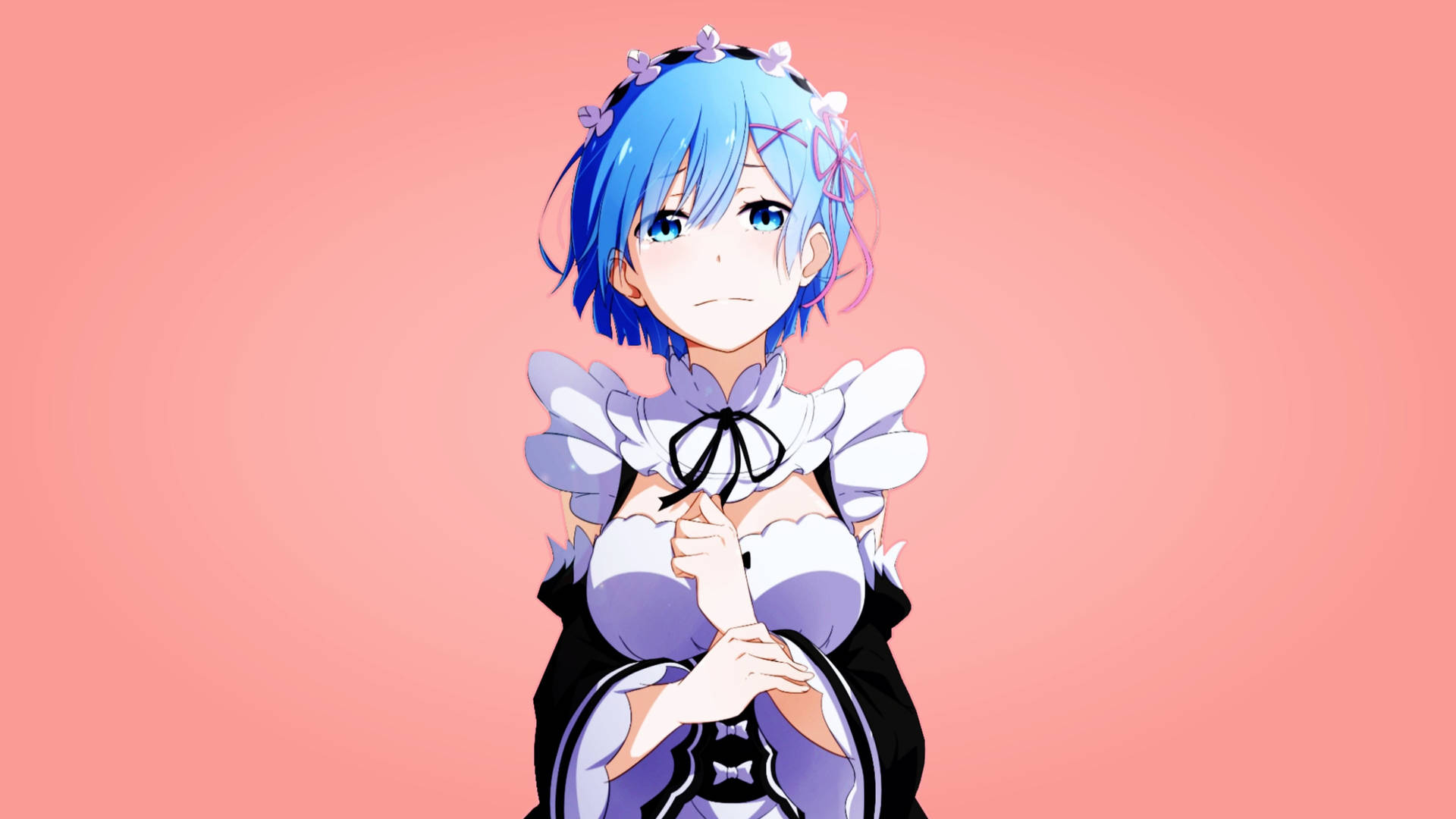 Maid Rem In Pink Aesthetic Background