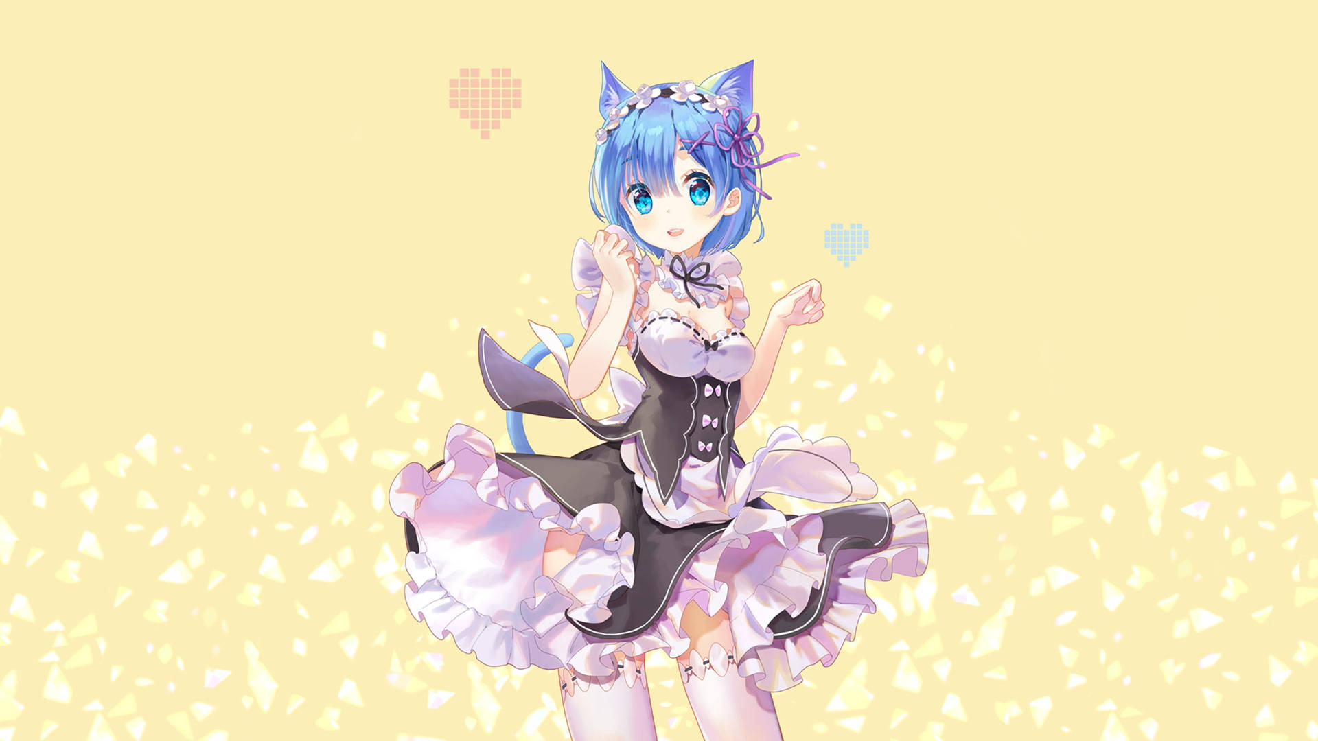 Maid Rem With Cat Ears Background
