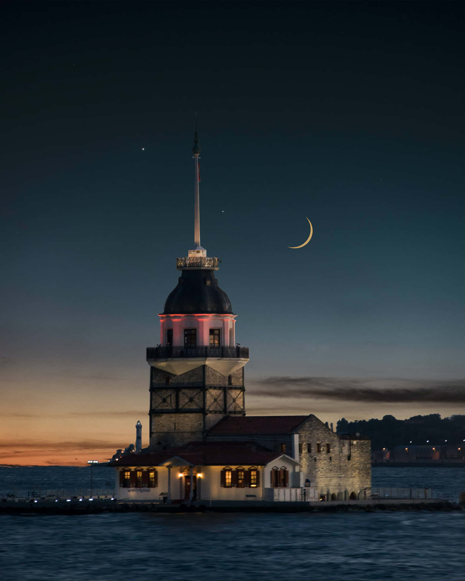 Maiden Tower Istanbul Twilight Background