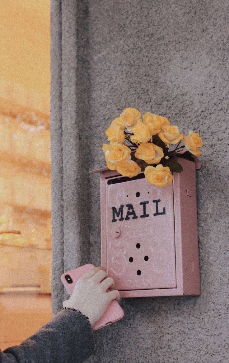 Mail Metal Mailbox With Flowers Background