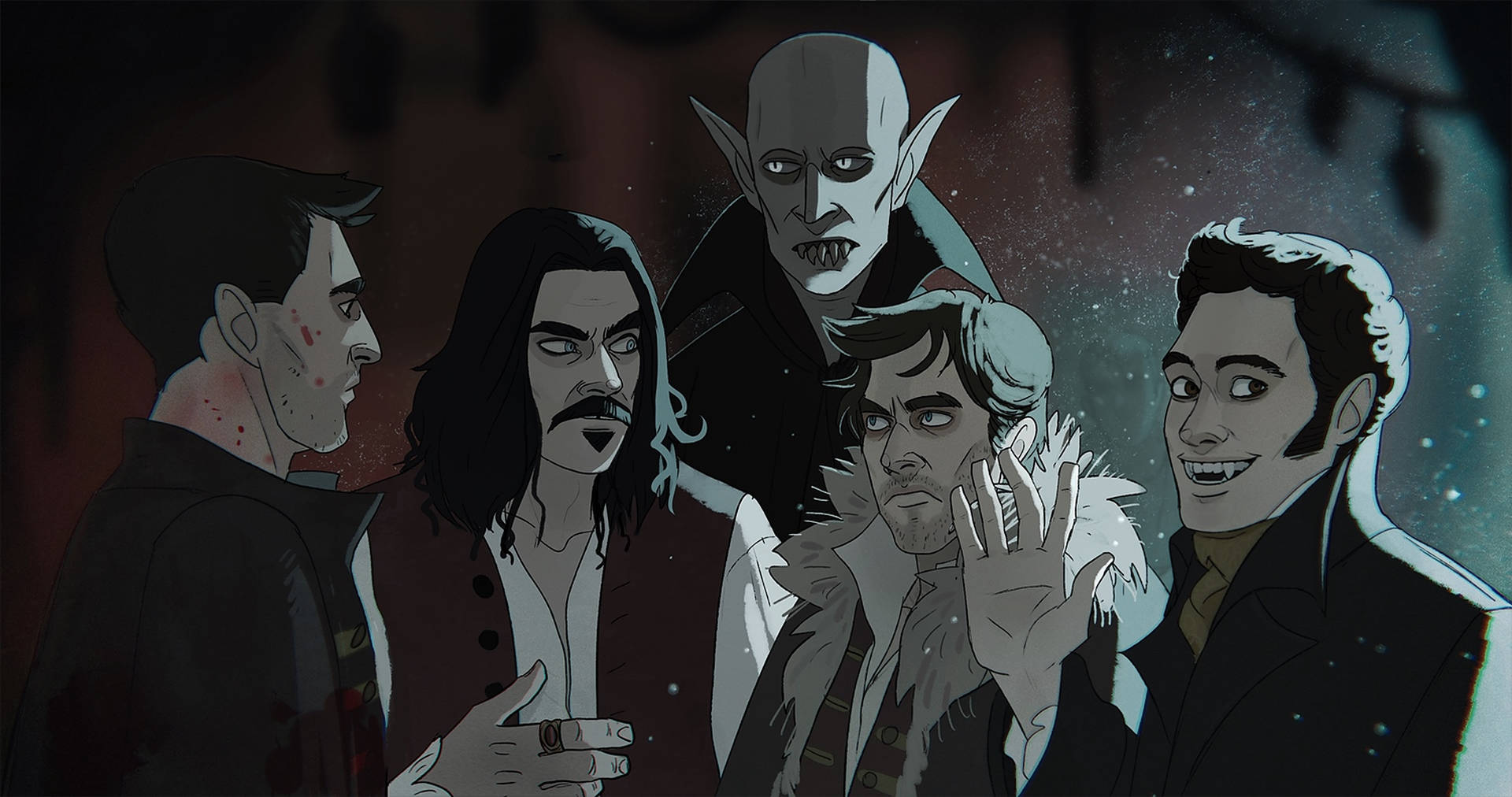 Main Characters From What We Do In The Shadows Tv Series Background