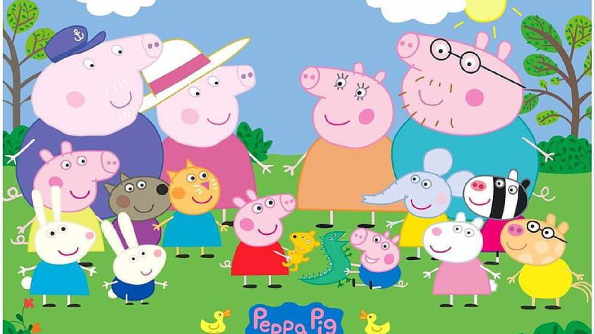 Main Characters Of Peppa Pig Tablet Background