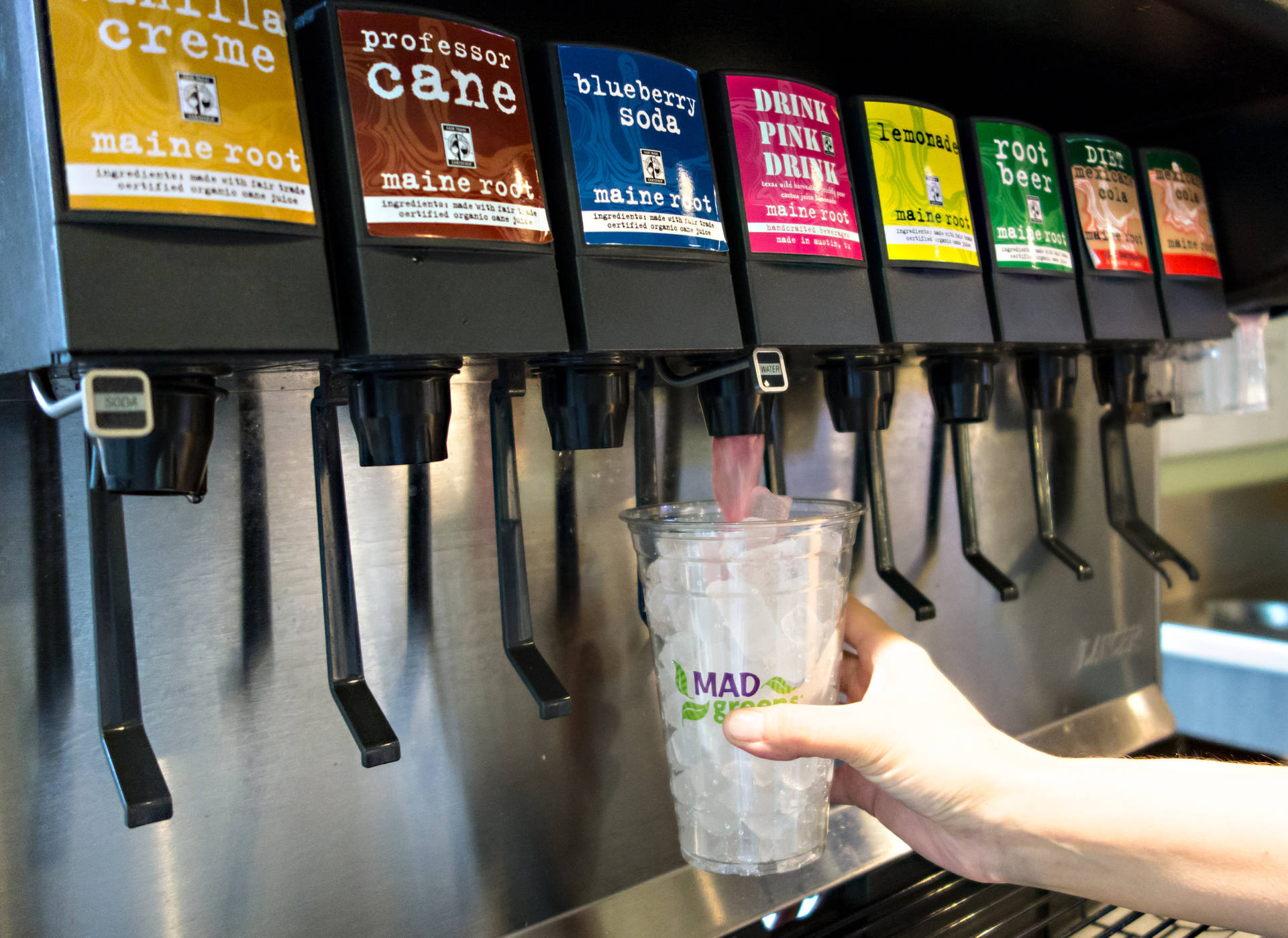 Maine Root Drinks Soda Fountain Machine Background