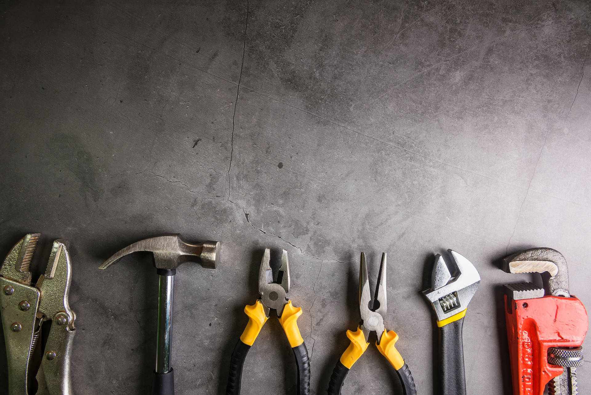 Maintenance Mechanic Tools Grey Stone Background