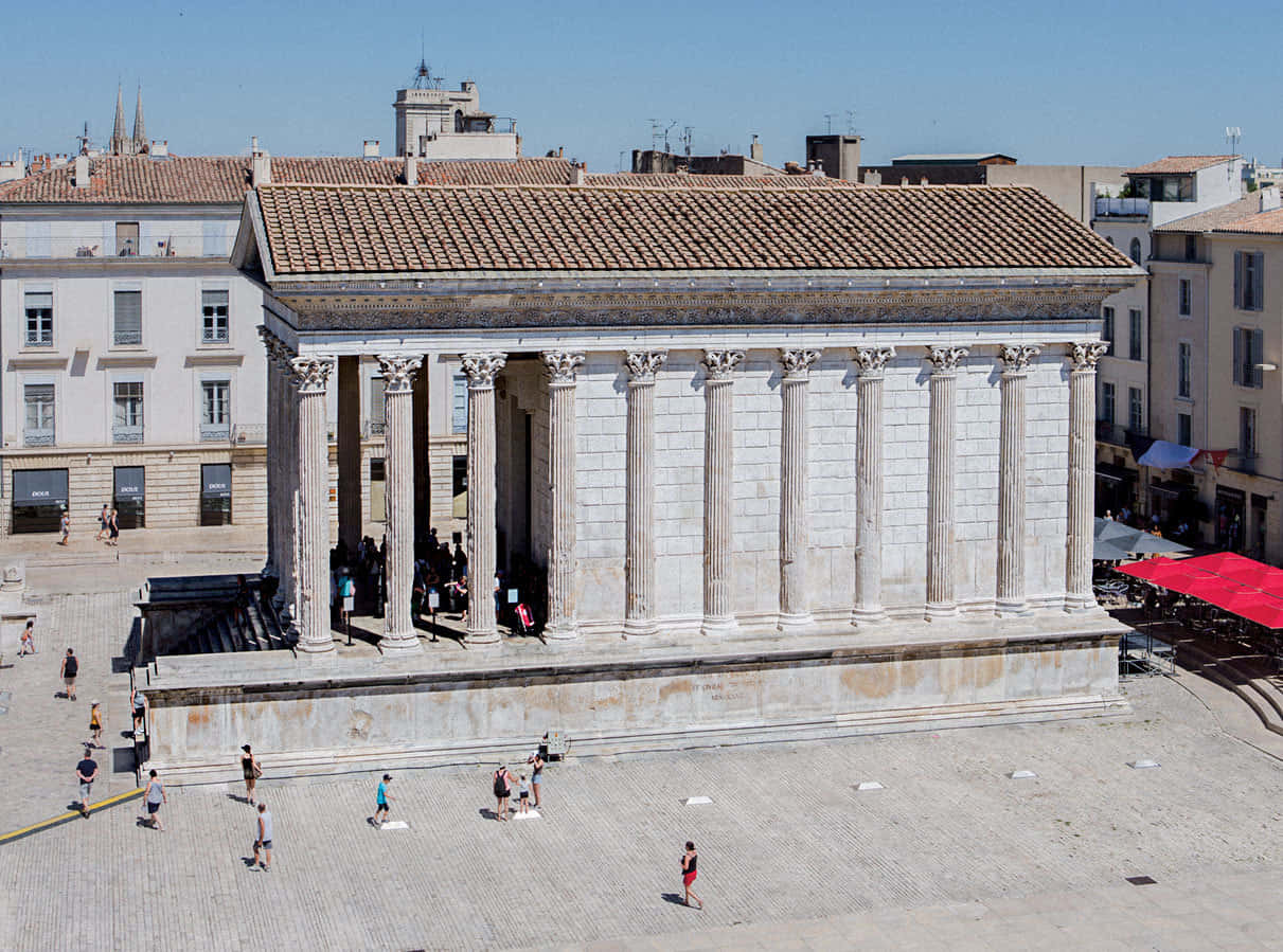 Maison Carrée Aerial Side View Photo Background