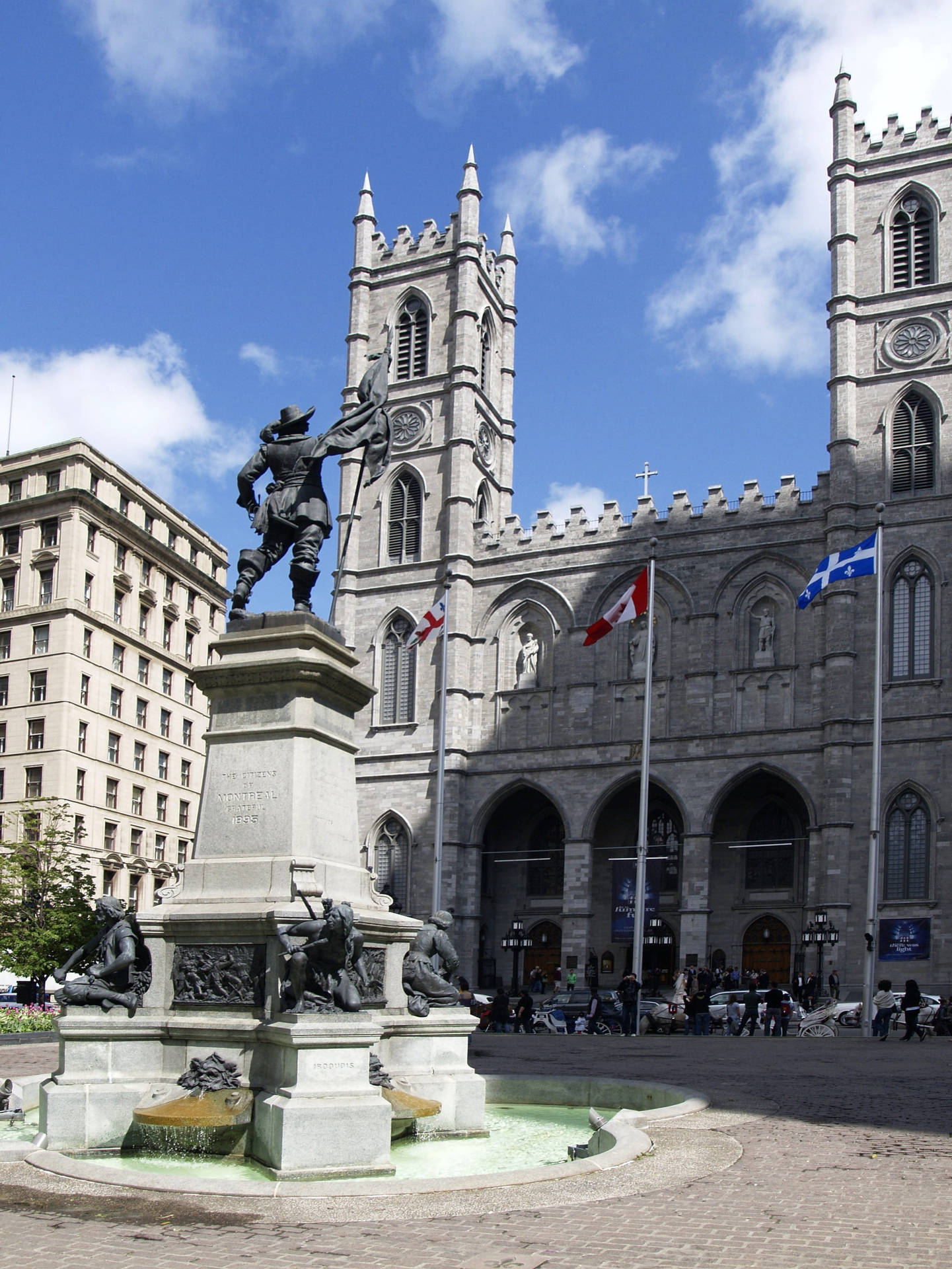 Maisonneuve Monument In Montreal Background