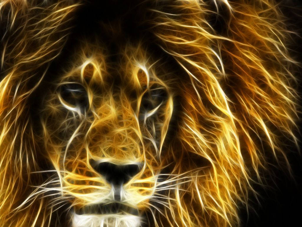 Majestic 3d Lion With Golden Mane Background