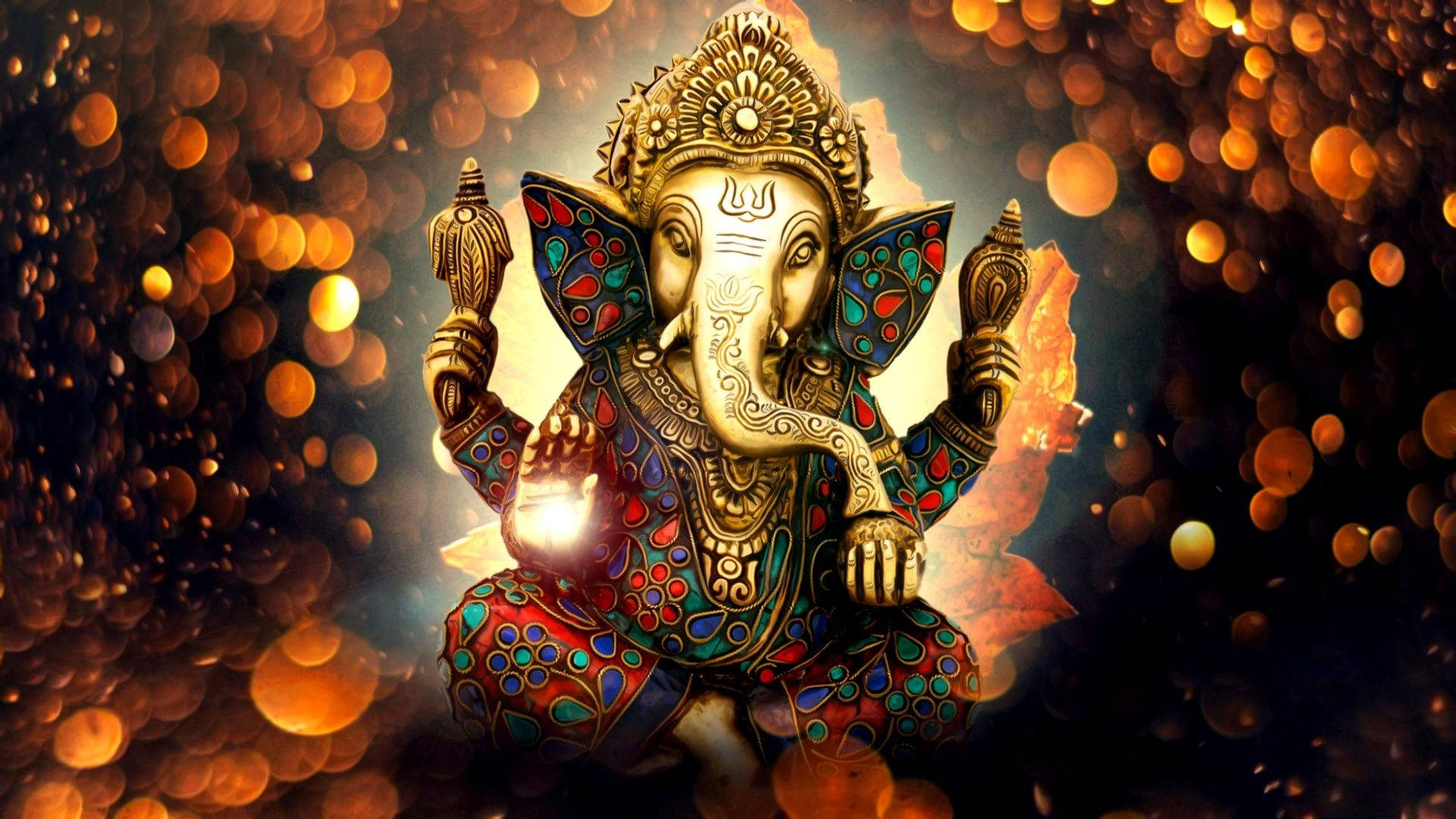 Majestic 3d Representation Of Lord Ganesh Background
