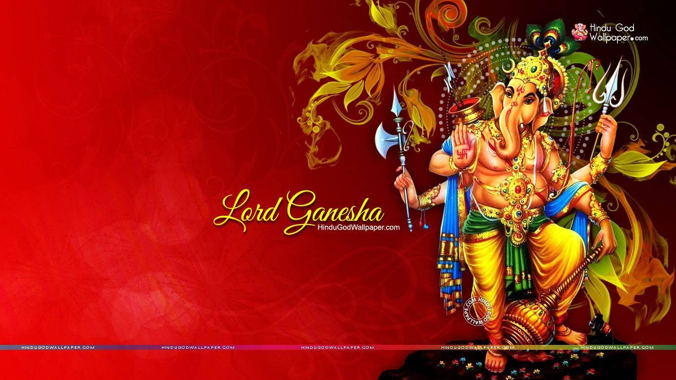Majestic 3d Representation Of Lord Ganesh Background