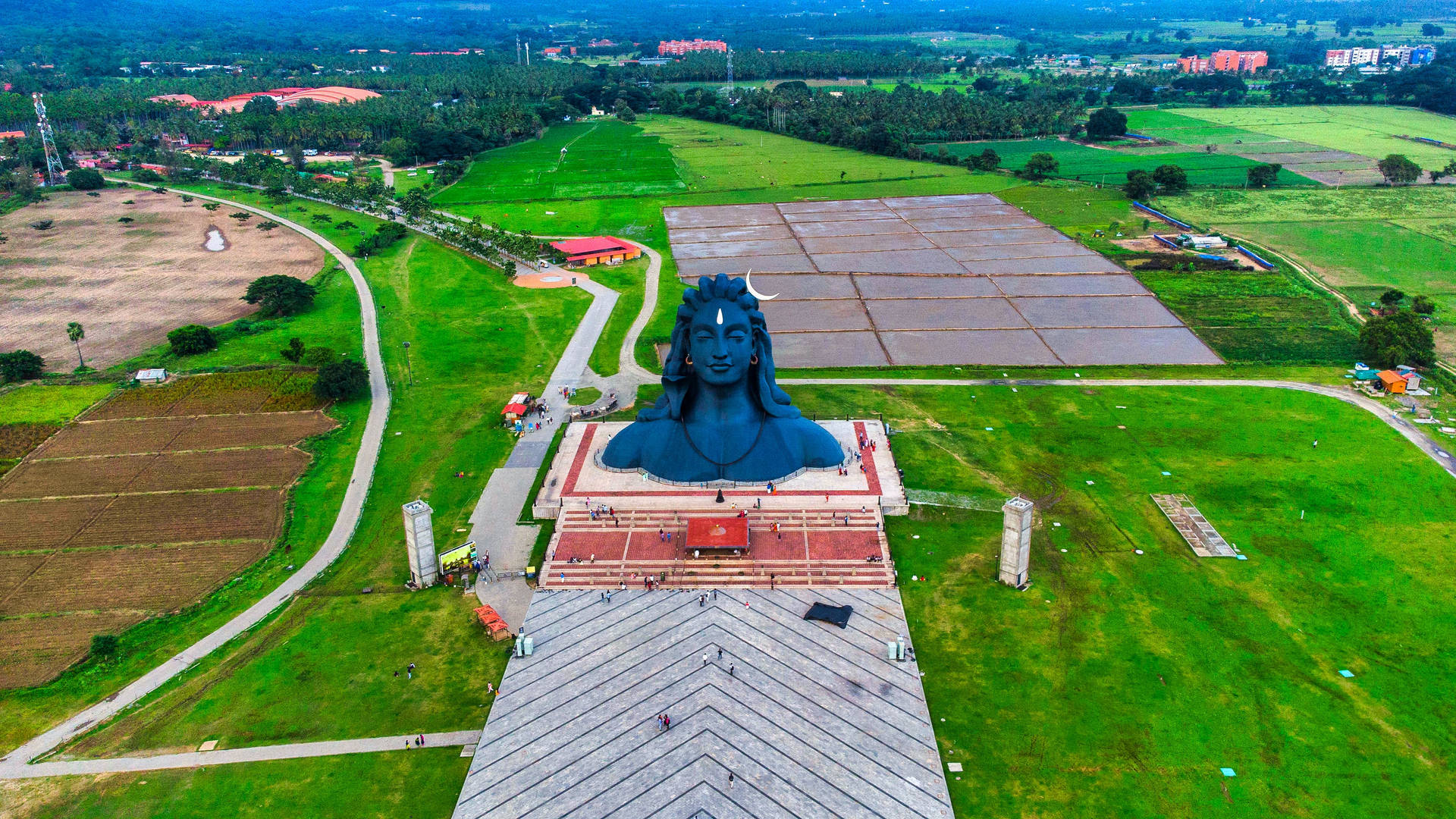 Majestic Aerial View Of Adiyogi Shiva Statue Background