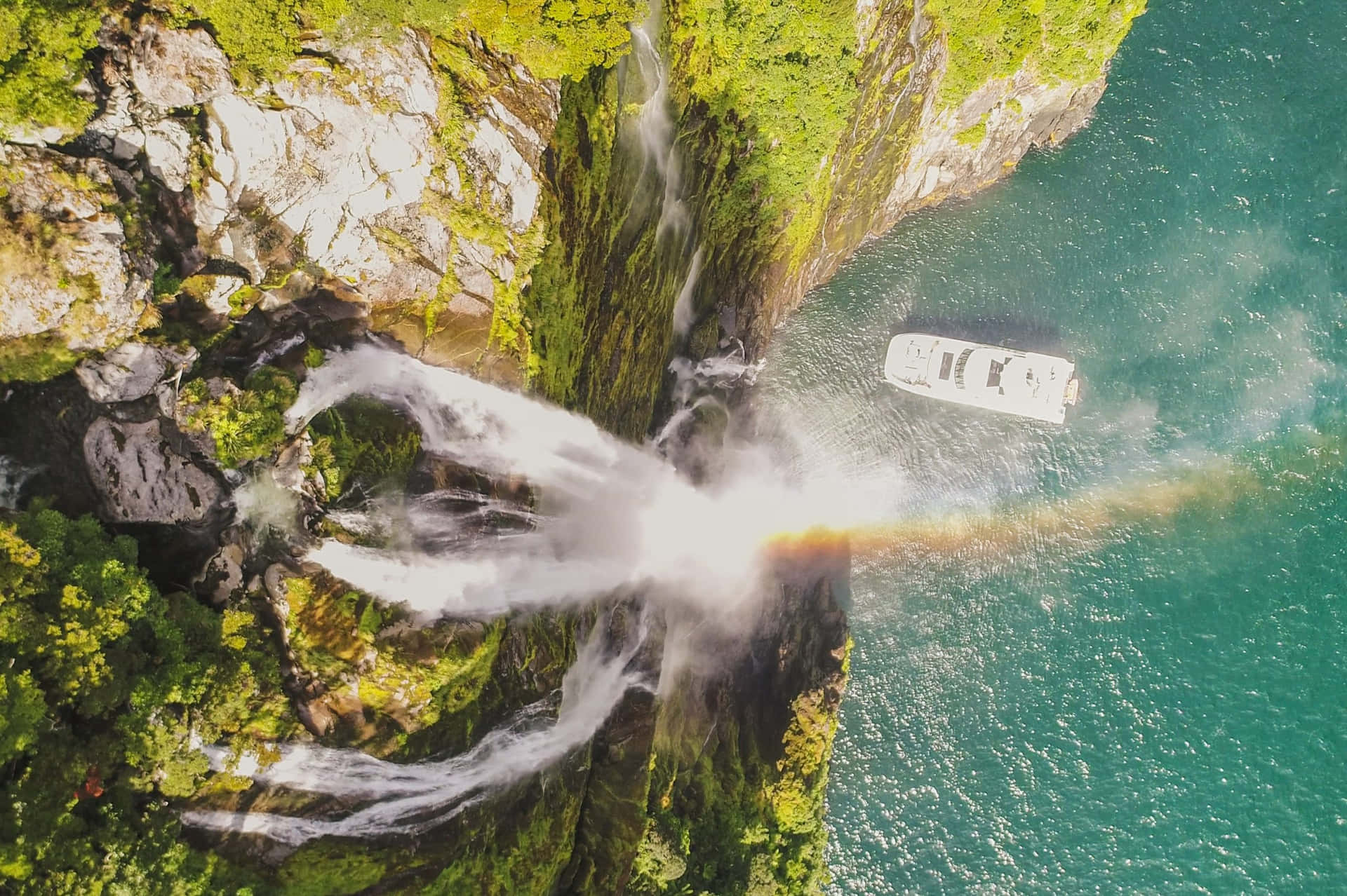 Majestic Aerial View Of Milford Sound Background