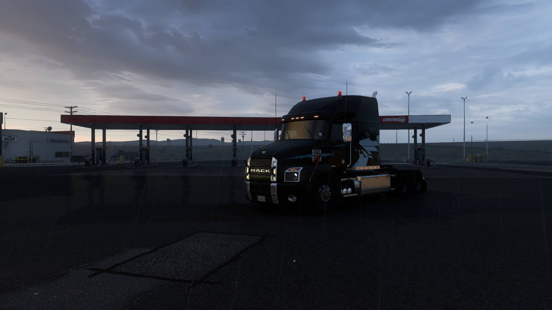 Majestic American Truck On Route Background